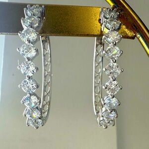 925 Sterling Silver CZ Hoop Earrings | Inside Out Style NWT SPARKLY Statement 🌟